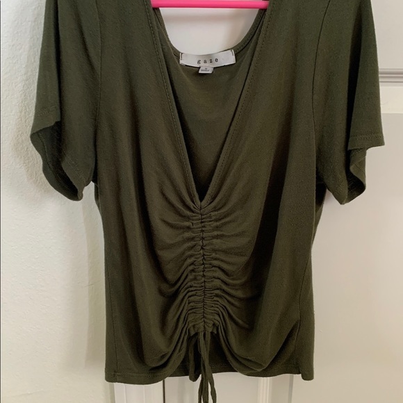 Green cinched crop top S - Picture 3 of 5